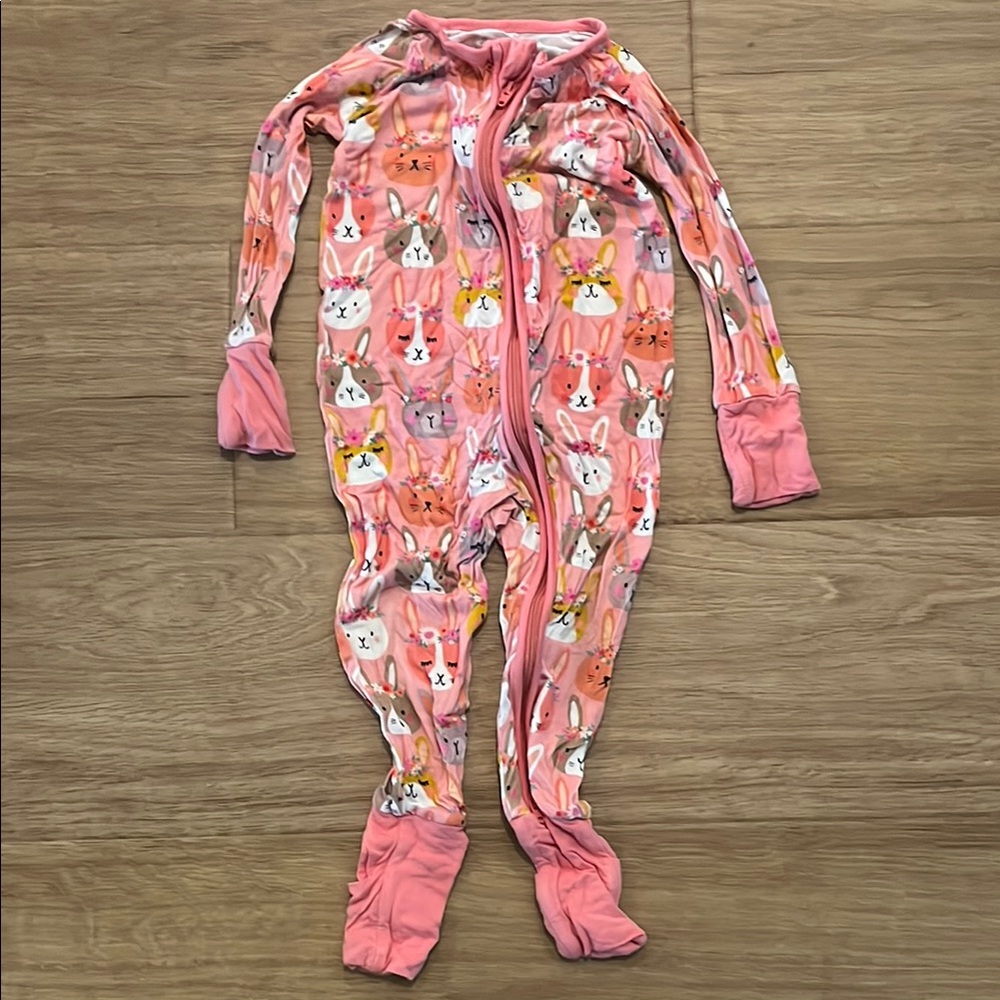Little Sleepies Pink and White Bunny Footies